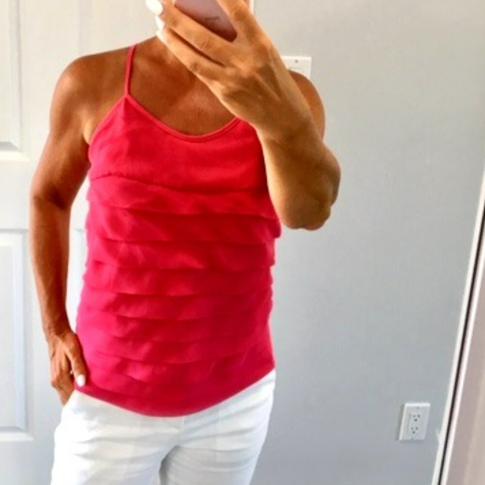 Aqua pink tank top blouse size xs